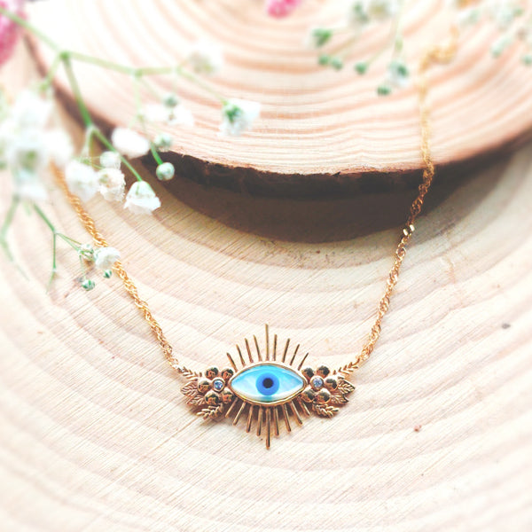 Floral Evil Eye Necklace