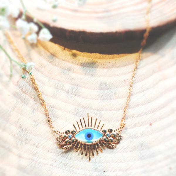 Floral Evil Eye Necklace