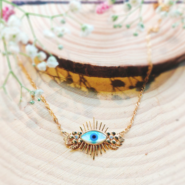Floral Evil Eye Necklace