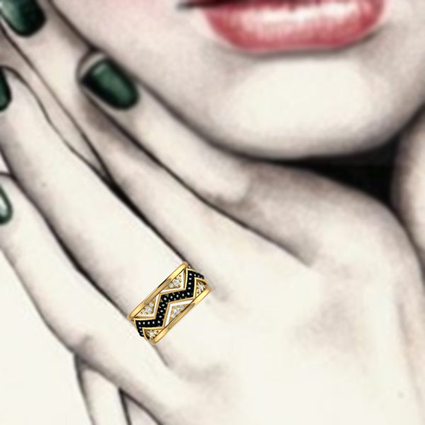 Shimmering Zig Zag Mangalsutra Stack Ring