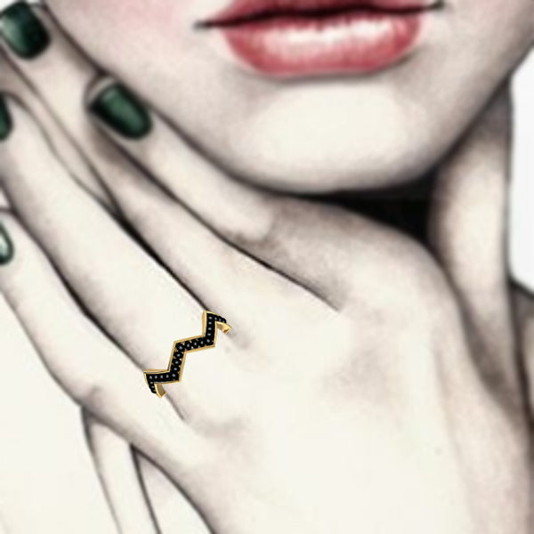 Shimmering Zig Zag Mangalsutra Stack Ring