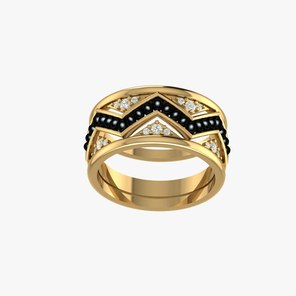 Shimmering Zig Zag Mangalsutra Stack Ring