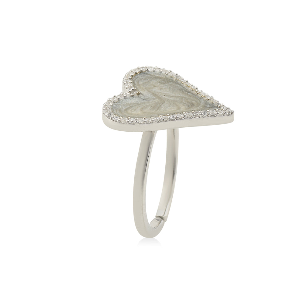 Pearly Effect Heart Ring