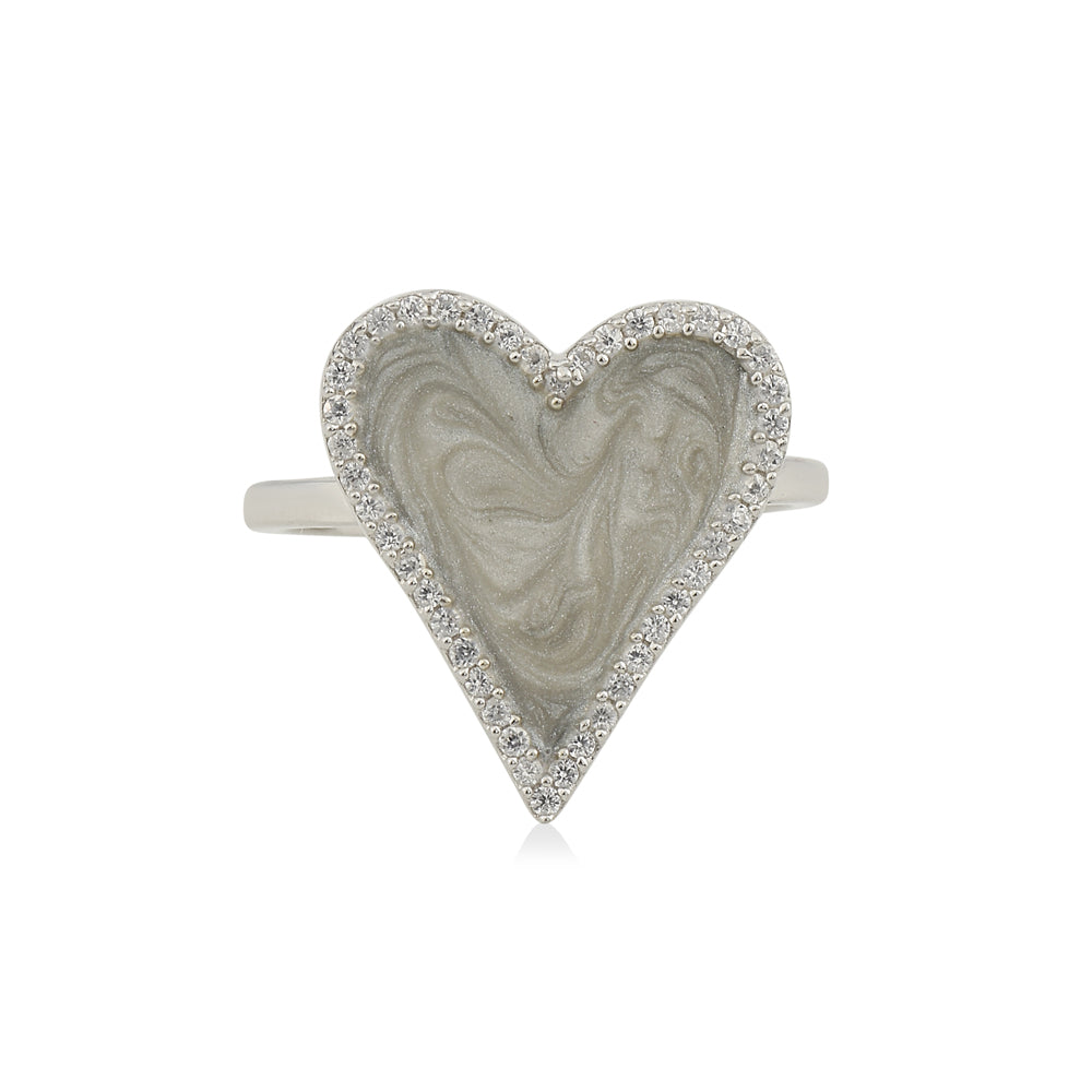 Pearly Effect Heart Ring