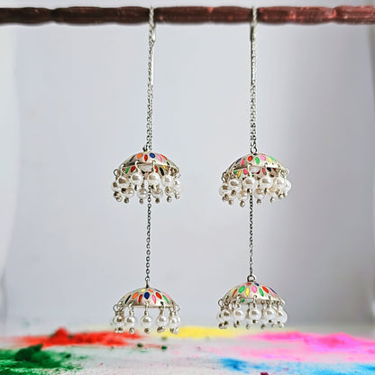 Chroma Elegance Sui Dhaga Earrings in Oxidised 925 Silver