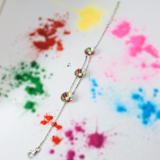 Colorful Hues Bracelet in Oxidised 925 Silver