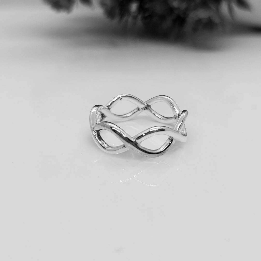Two-Tone Infinity Twist Ring – 92.5 Sterling Silver & Gold Plated Band