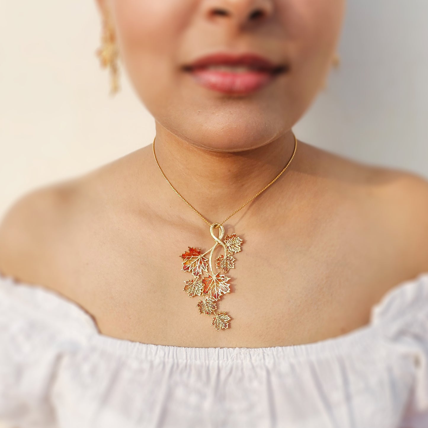 Bunch of Maple Leaves Statement Pendant