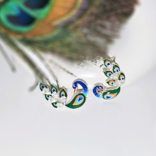 Peacock Cuff Earring in 925 Silver