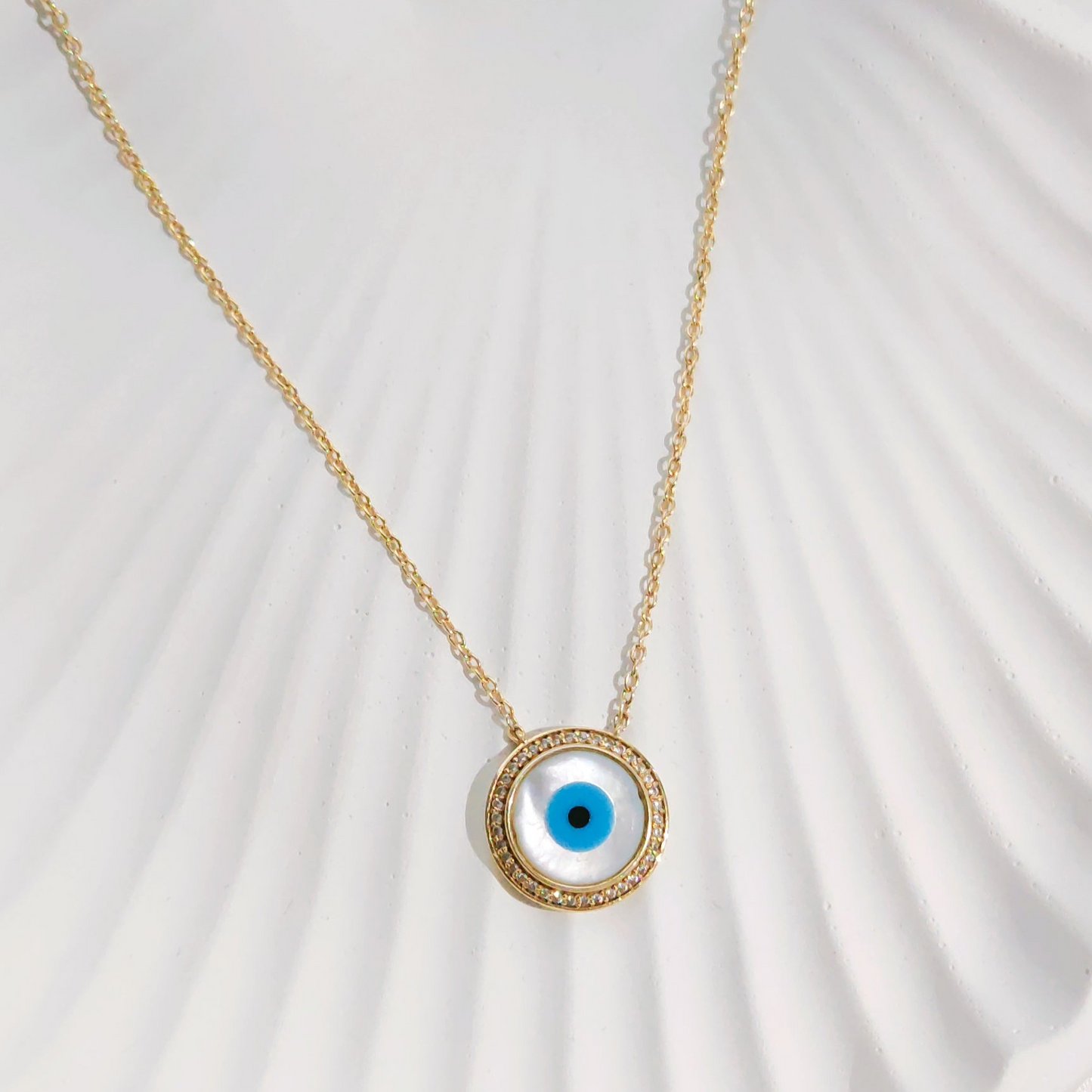 Evil Eye Neclace with Zircon Bling in Gold Plated 925 Silver