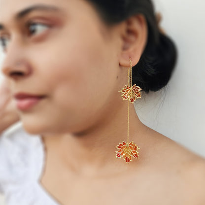 Sui Dhaga Maple Leave Earring