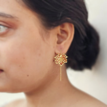 Sui Dhaga Maple Leave Earring