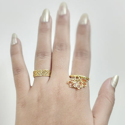 Maple Leaf Filigree Band Ring
