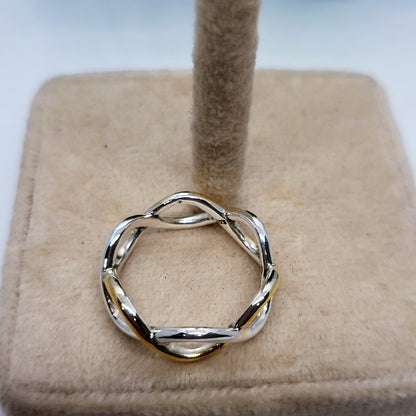 Two-Tone Infinity Twist Ring – 92.5 Sterling Silver & Gold Plated Band