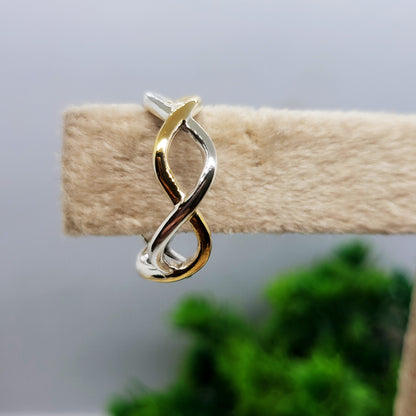 Two-Tone Infinity Twist Ring – 92.5 Sterling Silver & Gold Plated Band