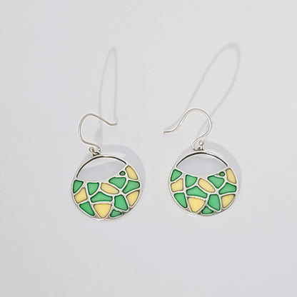 Mosaic Dangle Earrings in Oxidised 925 Silver