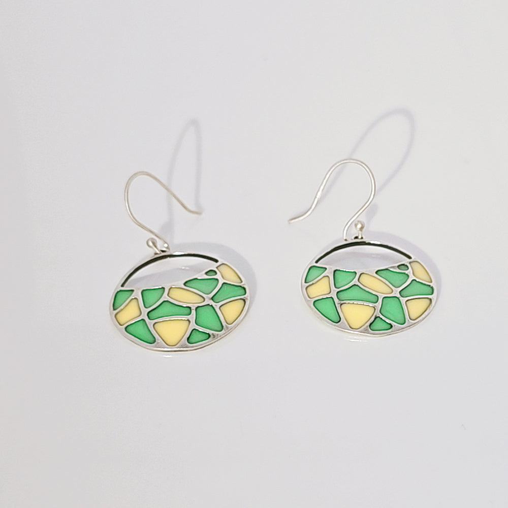 Mosaic Dangle Earrings in Oxidised 925 Silver