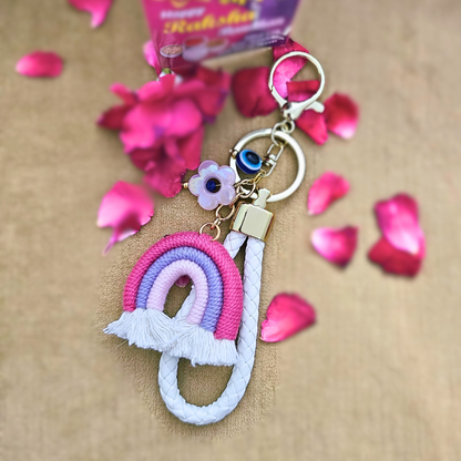 Rainbow Key Chain Modern Rakhi convertible to Bag Charm for Sister