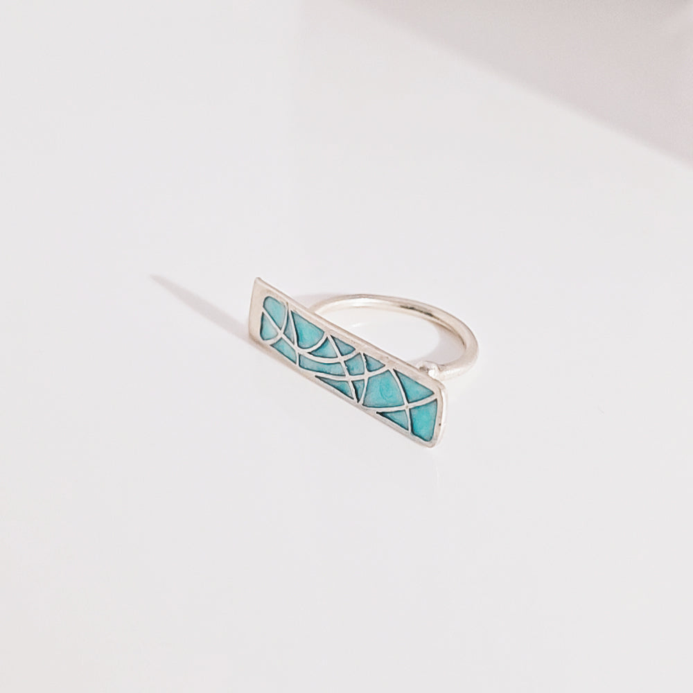 Abstract Mosaic Beauty Ring in Oxidised 925 Silver