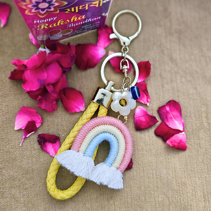 Rainbow Key Chain Modern Rakhi convertible to Bag Charm for Sister