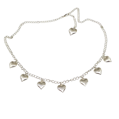 Hanging Hearts Choker Necklace in 925 Silver