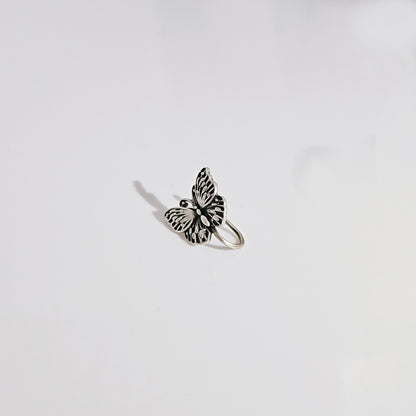 Butterfly Nose Pin in Oxidised 925 Silver
