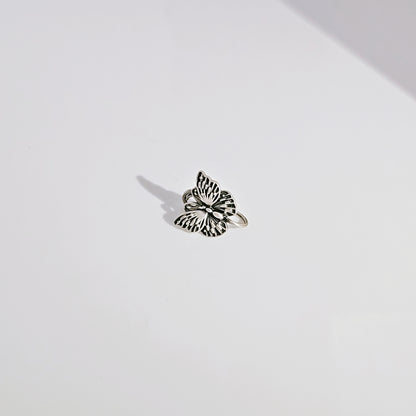 Butterfly Nose Pin in Oxidised 925 Silver