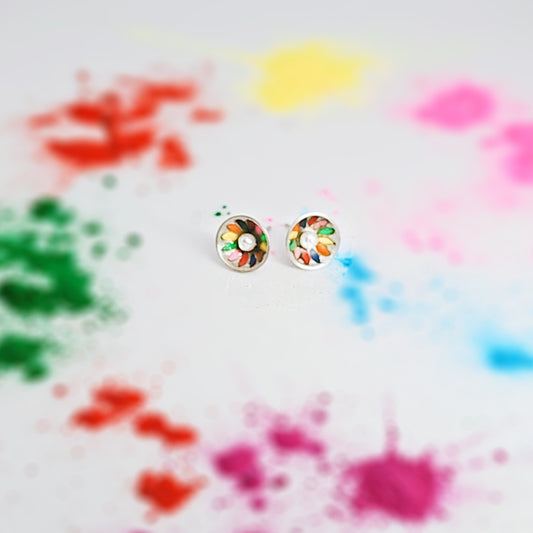 Gulal Drops Petite Studs in Oxidised 925 Silver