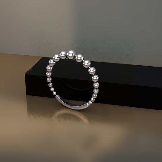 Sterling Silver Beaded Band Minimalist Ring
