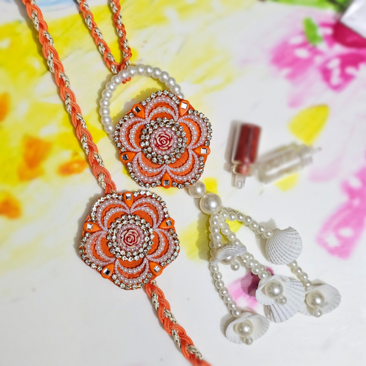 Intricate Detail Traditional Couple Rakhi