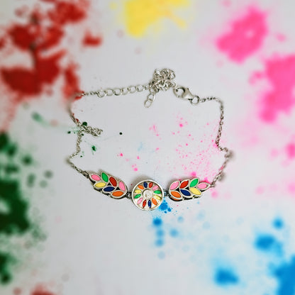 Rainbow Steps Anklet in Oxidised 925 Silver