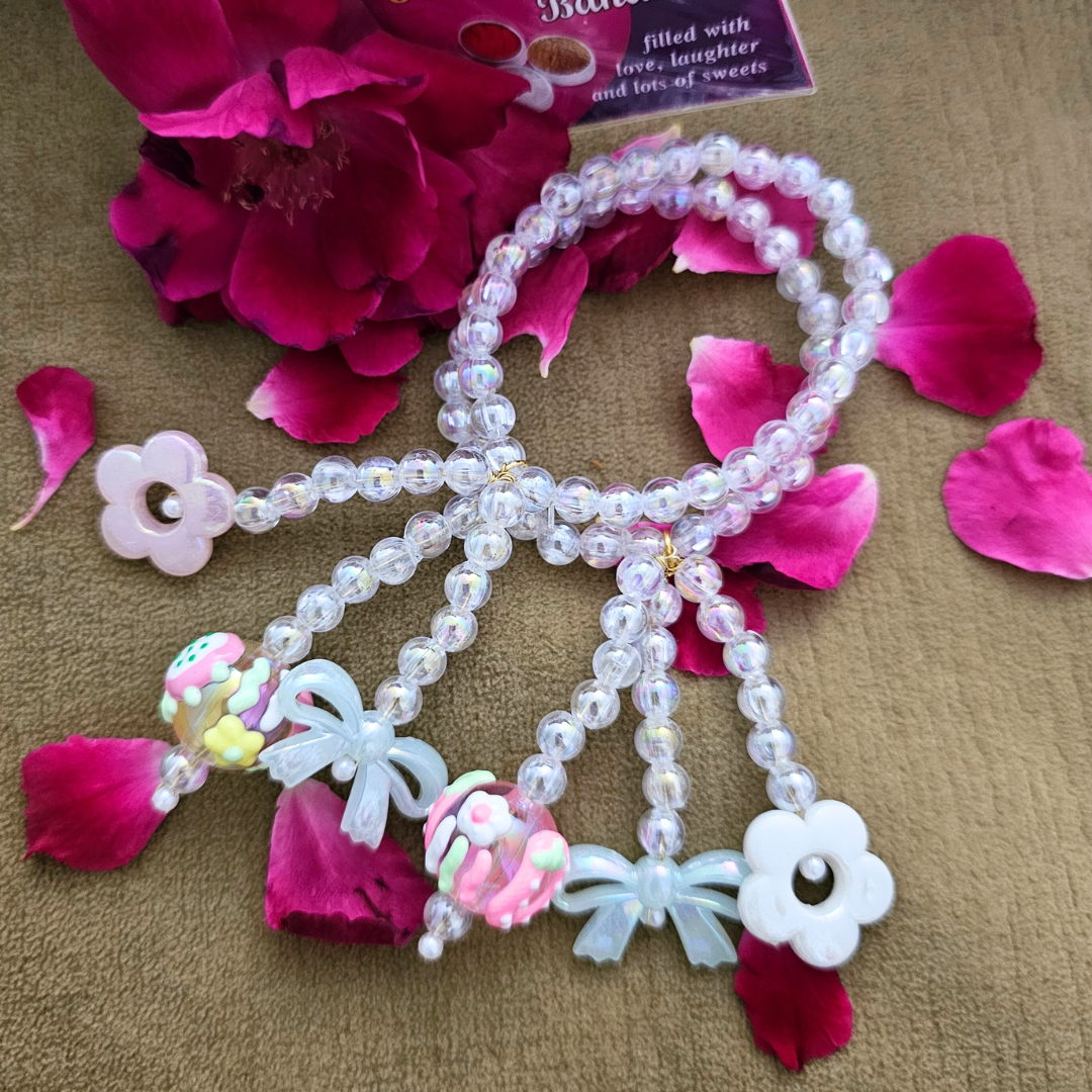Shiny Beads Bracelet Lumba Rakhi for Little Girls