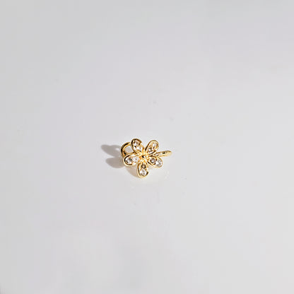 Shiny Bling No Piercing Nose Pin in Yellow Plated 925 Silver