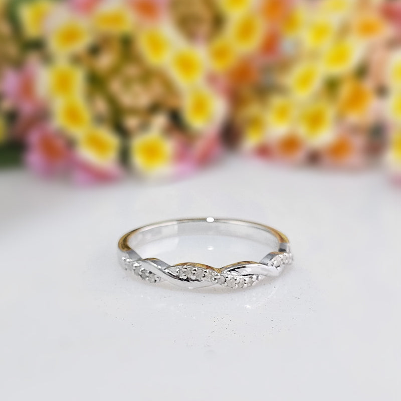 Sterling Silver Twisted Band Ring – Dainty Stacking & Promise Ring