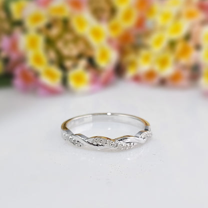 Sterling Silver Twisted Band Ring – Dainty Stacking & Promise Ring