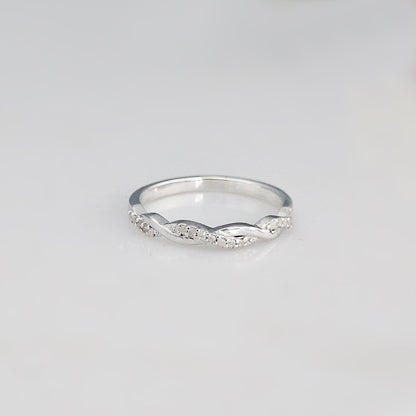 Sterling Silver Twisted Band Ring – Dainty Stacking & Promise Ring