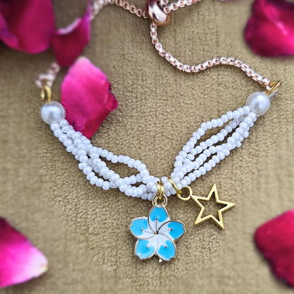 Flower Charm Bracelet Rakhi for Sisters