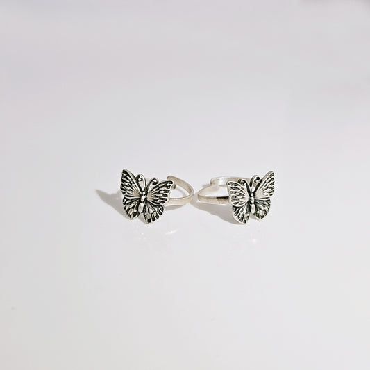 Butterfly Toe Ring in Oxidised 925 Silver