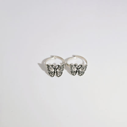 Butterfly Toe Ring in Oxidised 925 Silver