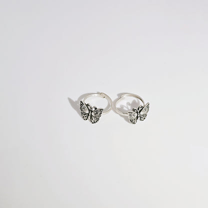 Butterfly Toe Ring in Oxidised 925 Silver