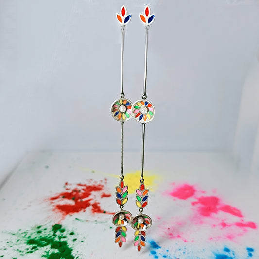 Gulal Elegance Shoulder duster earrings in Oxidised 925 Silver
