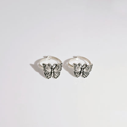 Butterfly Toe Ring in Oxidised 925 Silver