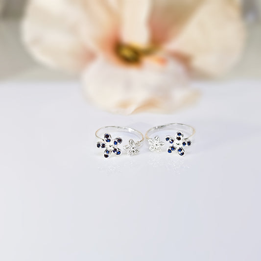 Twin Flower Toe Ring in 925 Silver
