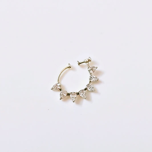Sparkling No Piercing Nose Ring (Nath) in 925 Silver