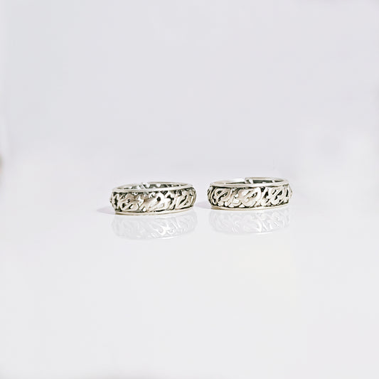 Filigree Band Toe Ring in Oxidised 925 Silver