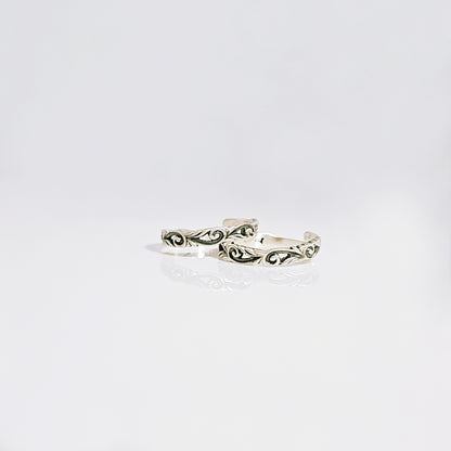 Intricate Filigree Band Toe Ring in Oxidised 925 Silver