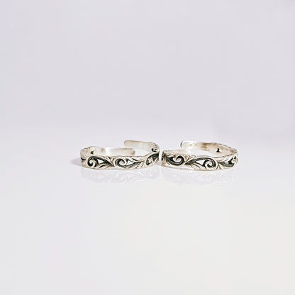 Intricate Filigree Band Toe Ring in Oxidised 925 Silver