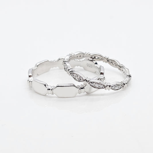 Connection Couple Band Ring in 925 Silver