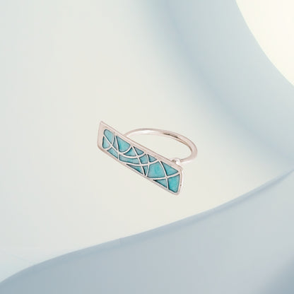 Abstract Mosaic Beauty Ring in Oxidised 925 Silver