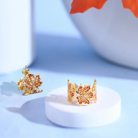 Maple Leaf Hoop Earrings